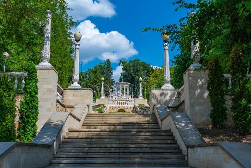 Cascade stairs at Valea Morilor park in Chisinau, Moldova.Image