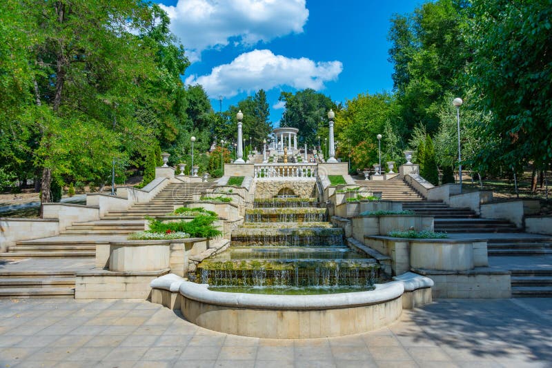 Cascade stairs at Valea Morilor park in Chisinau, Moldova.Image