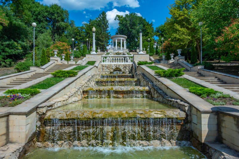 Cascade stairs at Valea Morilor park in Chisinau, Moldova.Image