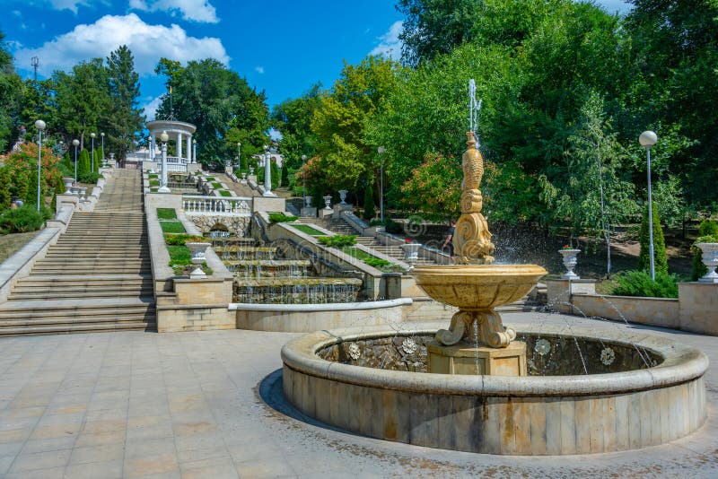 Cascade stairs at Valea Morilor park in Chisinau, Moldova.Image