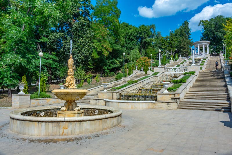 Cascade stairs at Valea Morilor park in Chisinau, Moldova.Image