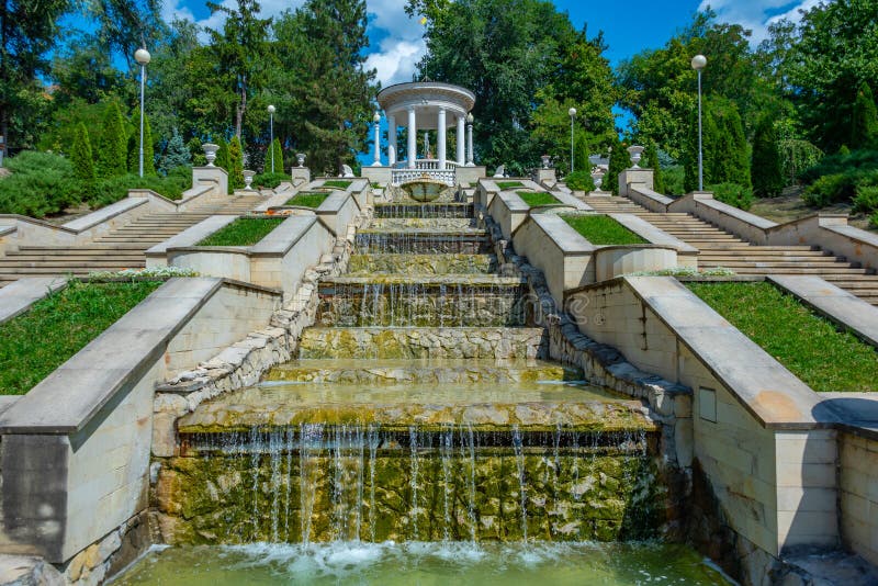 Cascade stairs at Valea Morilor park in Chisinau, Moldova.Image