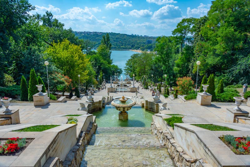 Cascade stairs at Valea Morilor park in Chisinau, Moldova.Image