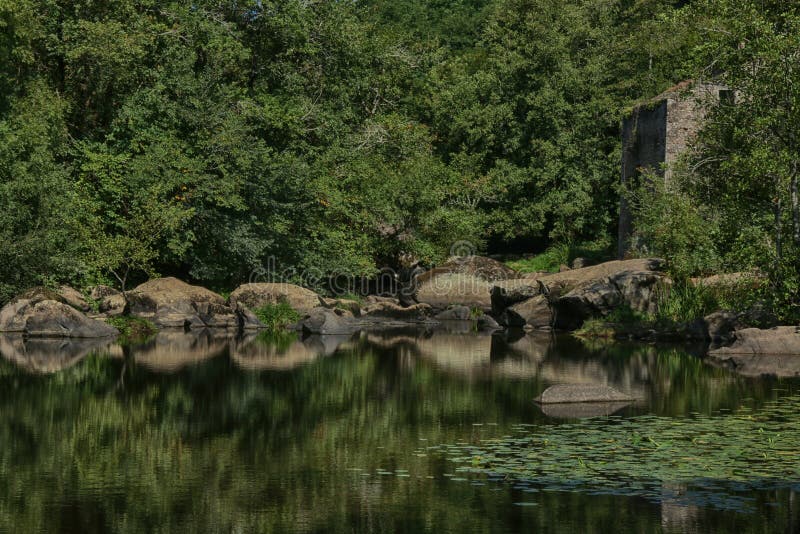 Cascade and Waterfalls near La Bodiniere,L`Yon River Vendee, France