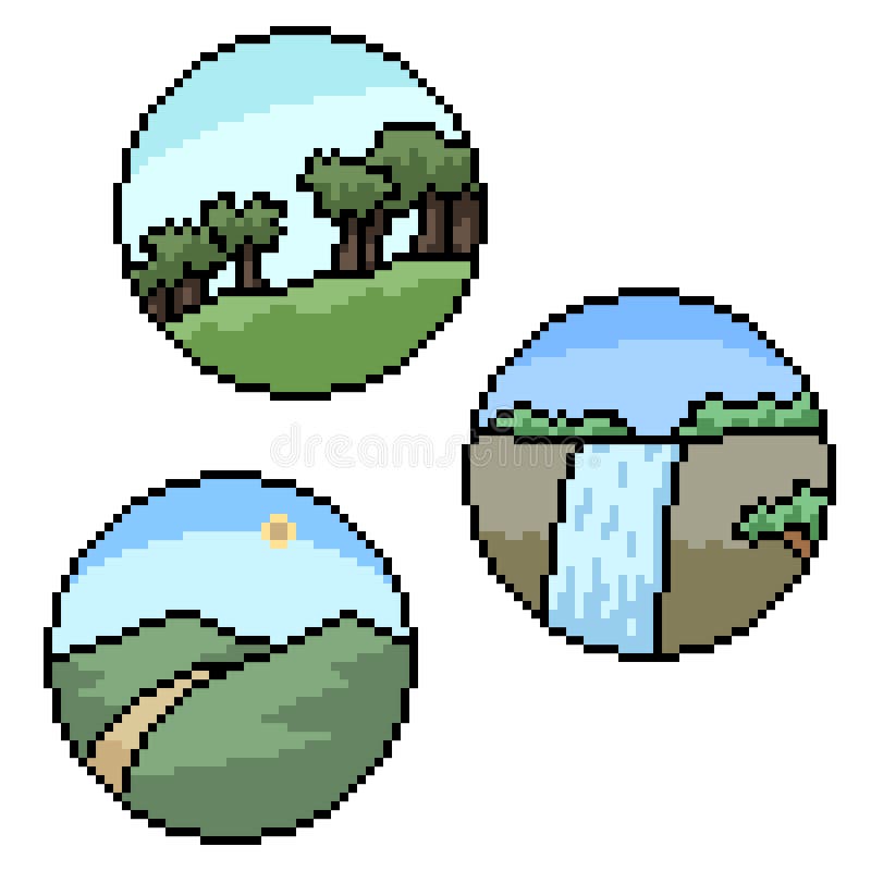 paisagem de montanhas com pixel art. ilustração vetorial. 11508049