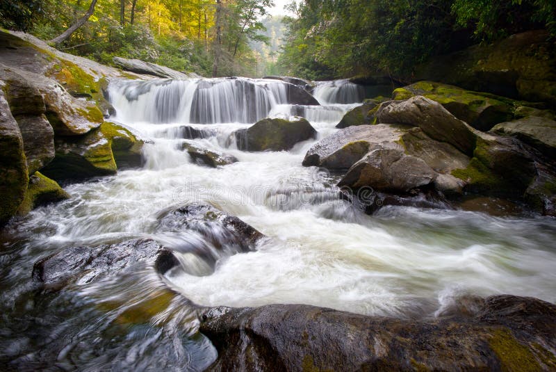 Cascate di NC di geologia delle sorgenti del fiume di Chattooga fotografia stock Cascate di NC di geologia delle sorgenti del fiume di Chattooga fotografia stock