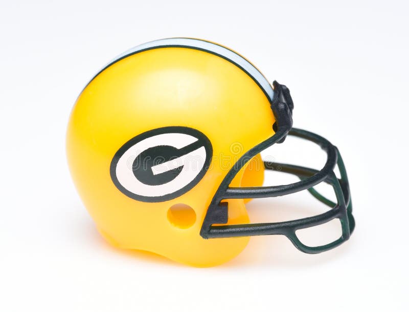 Casco de fútbol americano para los Green Bay Packers fotografía de archivo libre de regalías Casco de fútbol americano para los Green Bay Packers fotografía de archivo libre de regalías