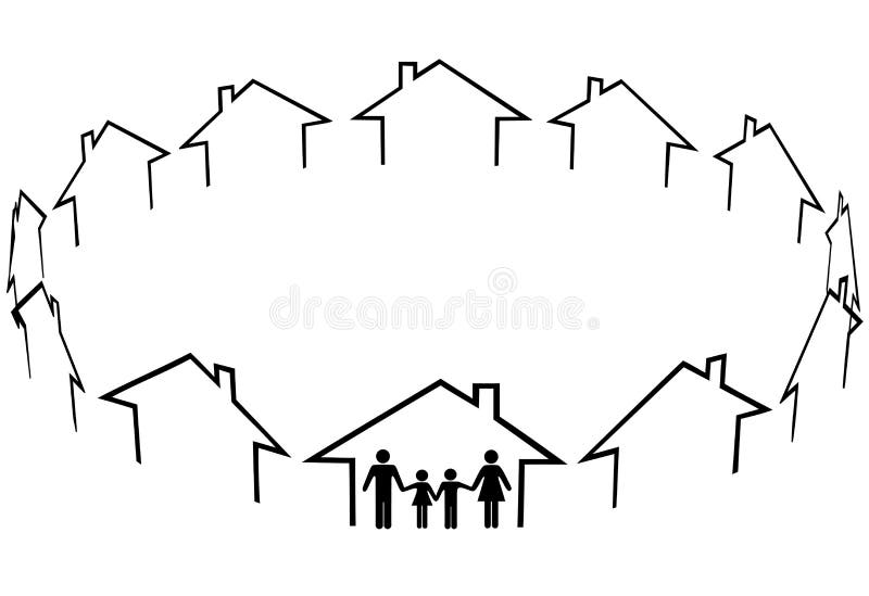 A family find a home a new community in circle of neighbors houses. A family find a home a new community in circle of neighbors houses.