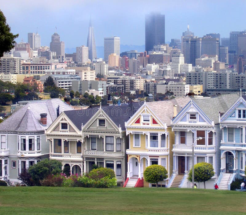 Case a Schiera Famose Del Victorian a San Francisco Immagine Stock