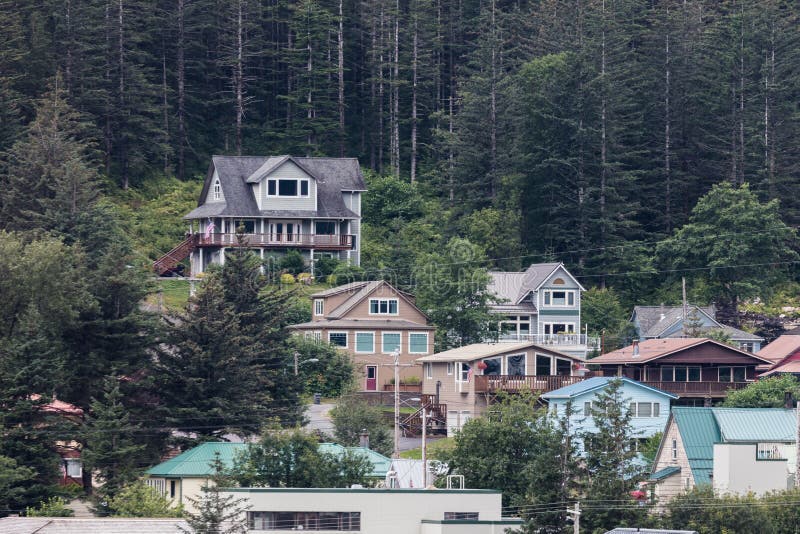 Case di Juneau, Alaska fotografia stock editoriale. Immagine di