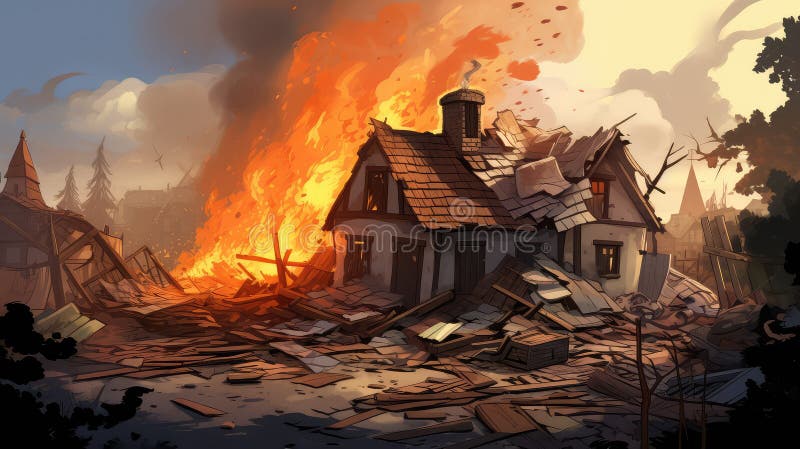 Case in fiamme illustrazione vettoriale