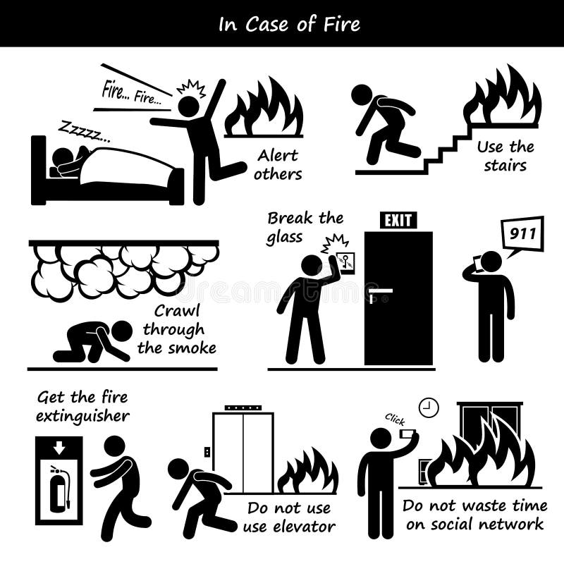 în caz de incendiu stock illustration