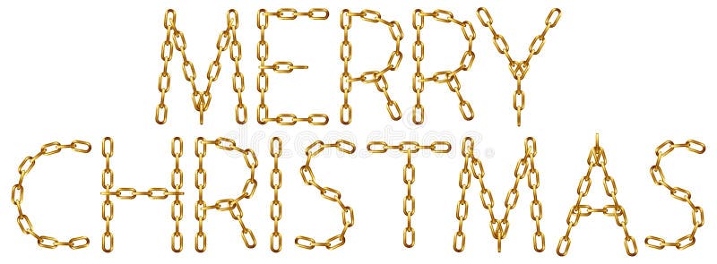 Case a inscrição do Natal com as letras feitas da corrente dourada ilustração royalty free Case a inscrição do Natal com as letras feitas da corrente dourada ilustração royalty free