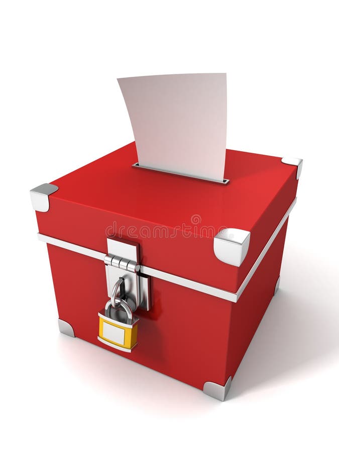 Casella rossa di voto con il documento del bollettino royalty illustrazione gratis