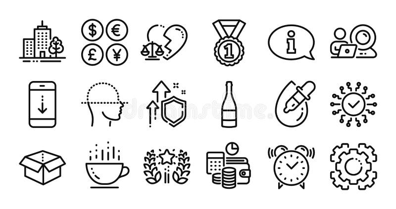 Casetă deschisă pentru ceașcă de cafea și defilați pictogramele pentru linie în jos. vector royalty free illustration