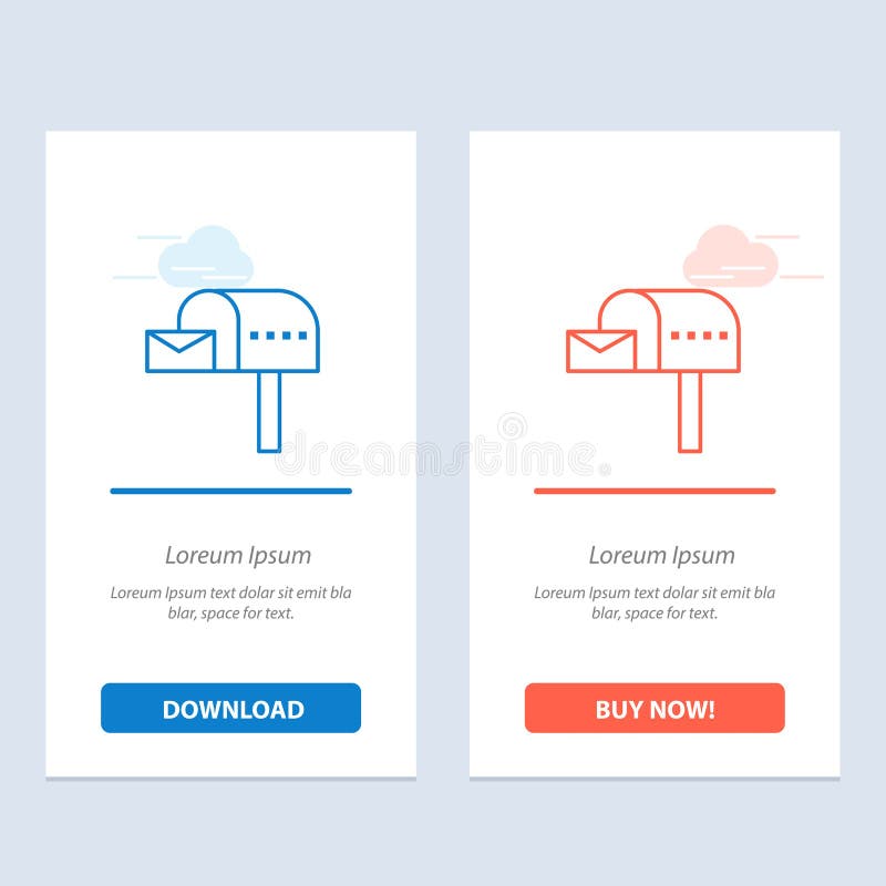 Casetă poștală de e-mail pentru cutia poștală de la Letterbox, descărcare albastră și roșie și cumpărați acum șablonul card de wid vector illustration