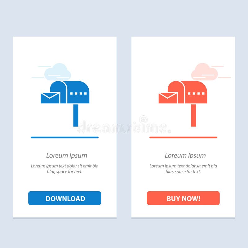 Casetă poștală de e-mail pentru cutia poștală de la Letterbox, descărcare albastră și roșie și cumpărați acum șablonul card de wid royalty free illustration