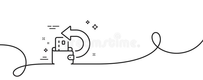 Pictogramă linie de rezervă pentru numerar. indicator de monedă pentru cardul de credit. linie continuă cu curbă. vector royalty free illustration