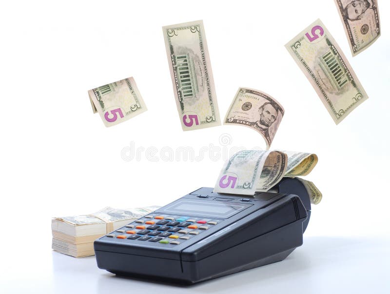 Cash on Credit Card Machine Stock Image Image of blank, card 16156399