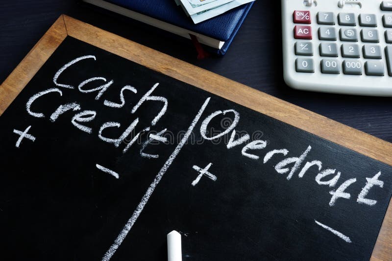 Cash Credit vs Overdraft handwritten on a blackboard