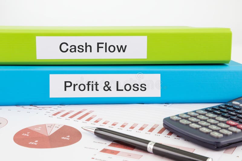 Cash Flow, Profit & Loss documents with reports royalty free stock photos