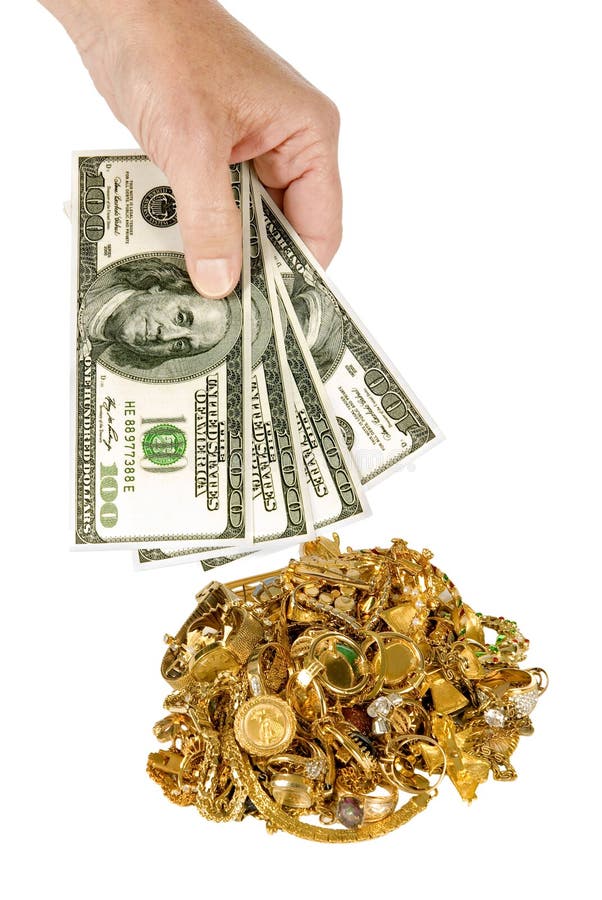 Cash for Gold 1 stock image. Image of bills, hand, jewelry - 27787315