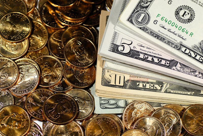 Cash Money Bills and Coins stock image. Image of spend 22350719