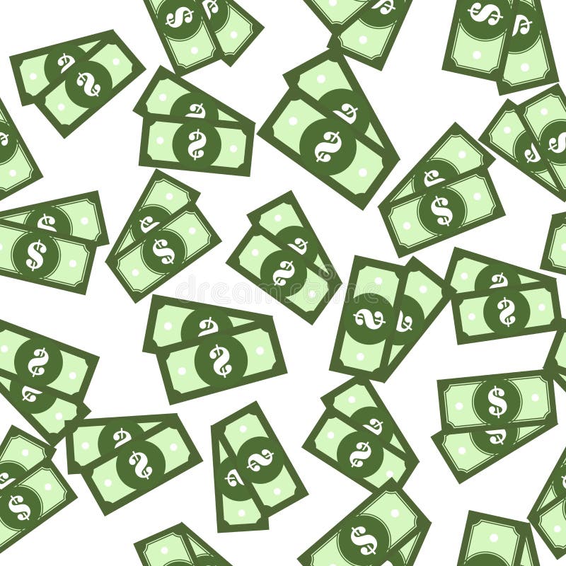 Cash Money Icon. Flat Image Money Vector Seamless Pattern on a White ...