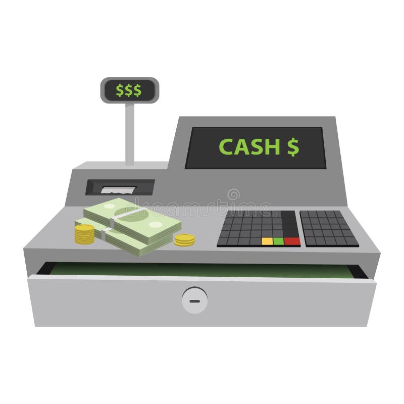 Cash Register Flat Illustration. Stock Vector Illustration of money