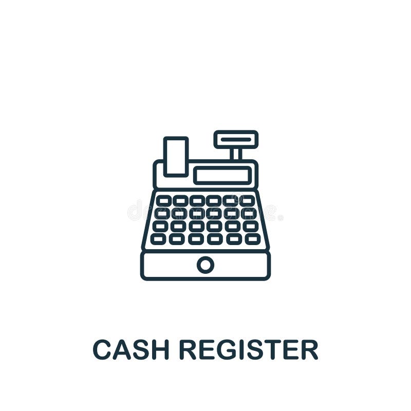 Cash Register Icon. Monochrome Simple Line Online Store Icon for