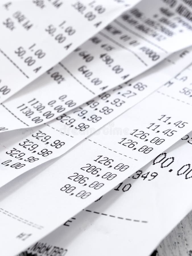 Cash register receipts stock image. Image of close, check - 54407111