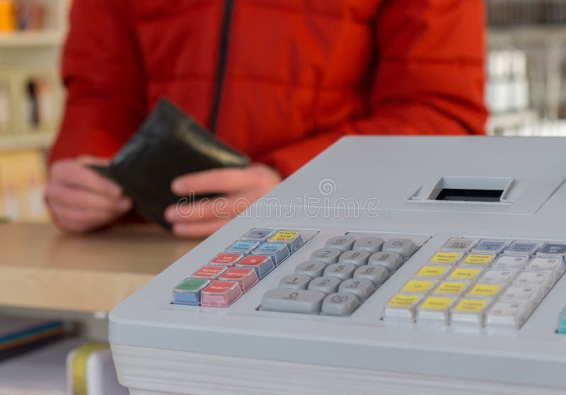 Cash Register in a Store Customer is Paying Stock Photo Image of
