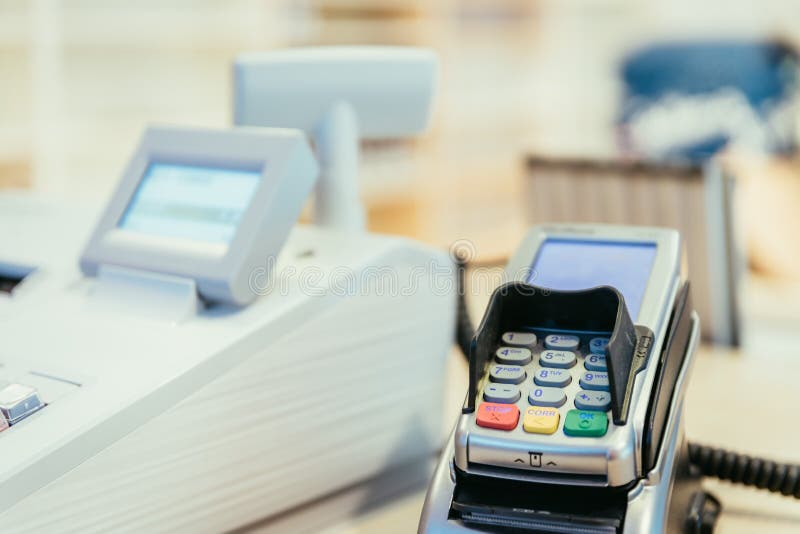 Cash register in a store, sales