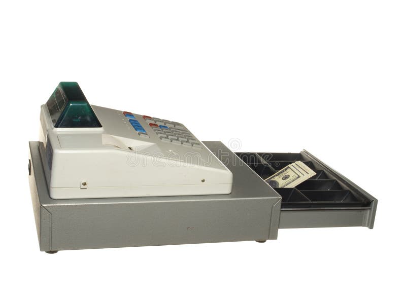 Cash Register on a White Background. Stock Photo Image of sale