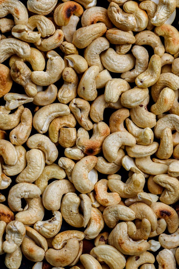 Cashew Nuts on a Dark Stone Background Stock Image Image of crop