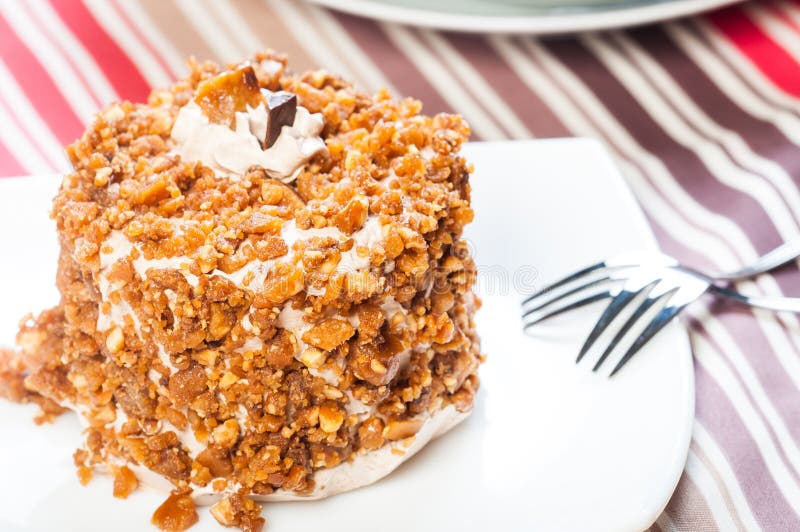 Cashew toffee nut cake stock image. Image of dinner, party 30933923