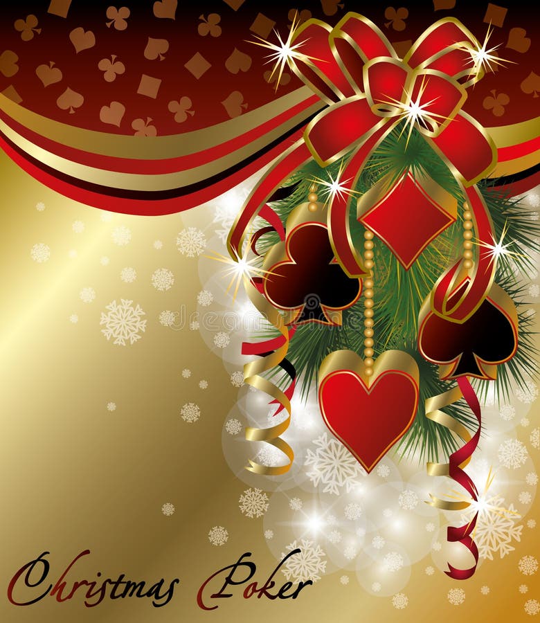 Casino background with poker christmas balls vector. Golden poker vectors