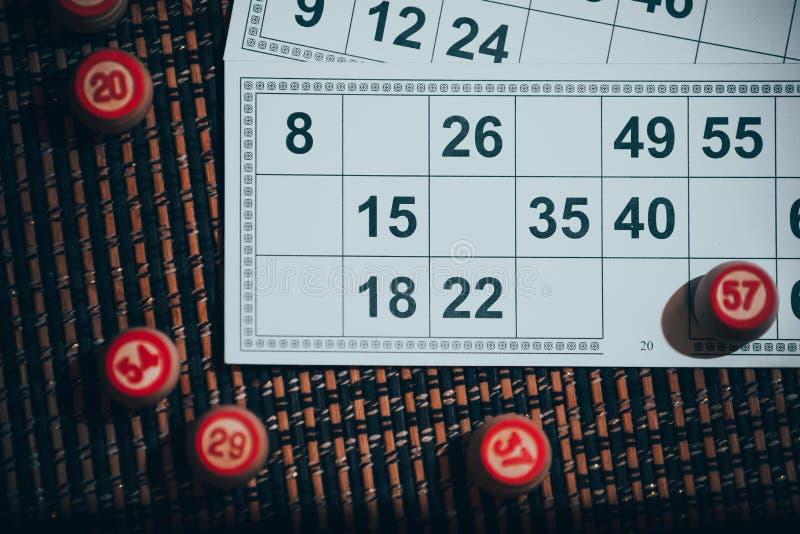 Casino Bingo Playing Cards and Numbers on a Table Stock Image Image