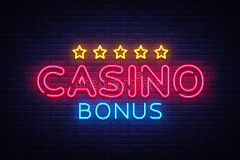 Casino Bonus Neon Text Vector. Bonus neon sign, design template, modern trend design, casino neon signboard, night