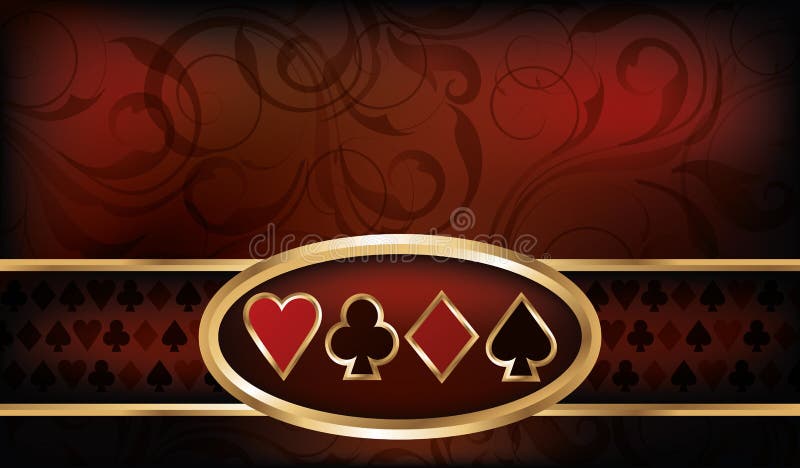 Casino business card with poker elements, vector. Golden poker vectors