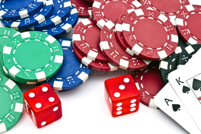 Casino chips ,dices and cards stock photo