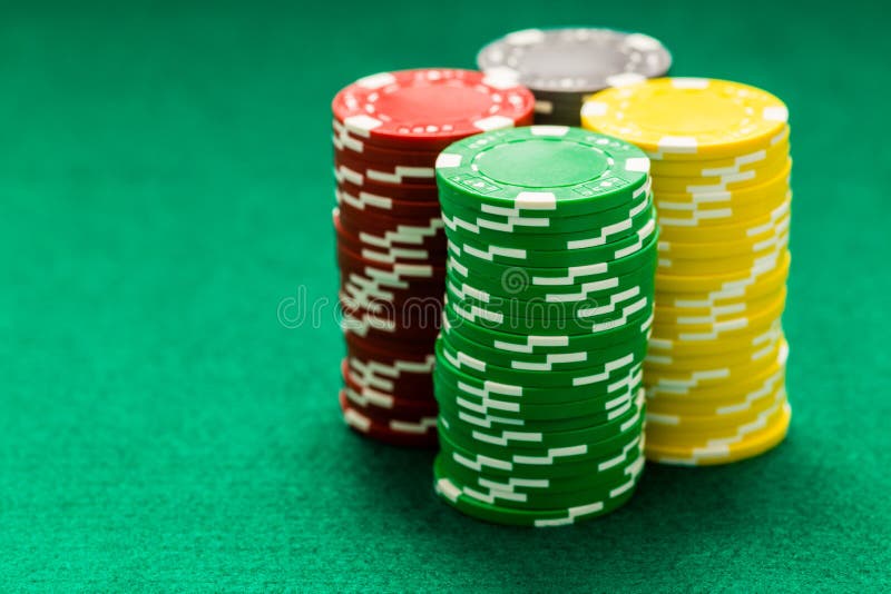 Casino Chips and Poker Cards on Green Table Stock Image Image of aces