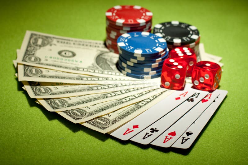 Casino Chips and Money Background Stock Image - Image of background, four:  13863751