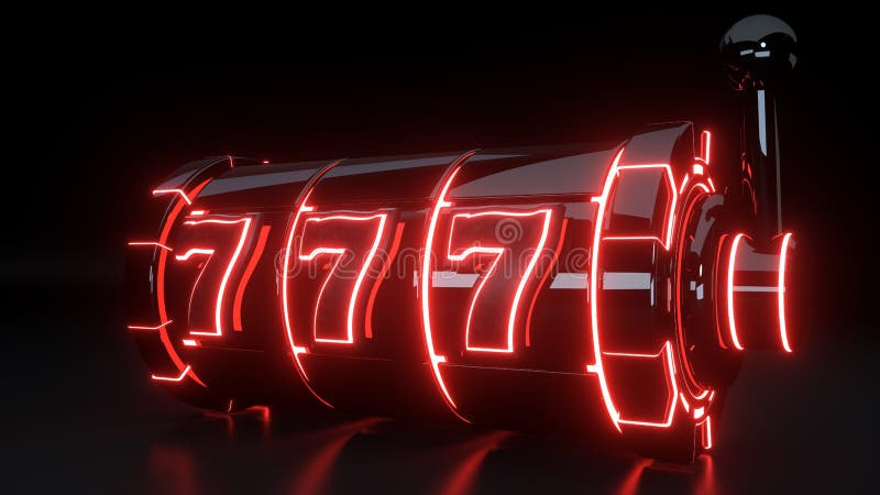 Casino Slot Machine Gambling Concept With Neon Red Lights Isolated On