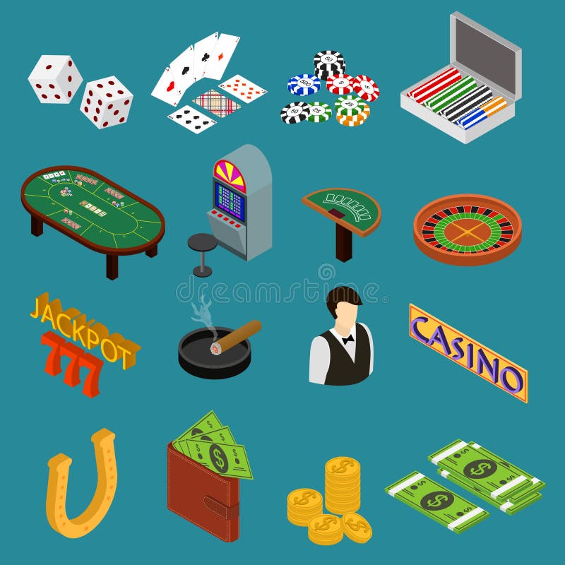 Casino and Gambling Game Set Isometric View. Vector Stock Vector Illustration of gambling