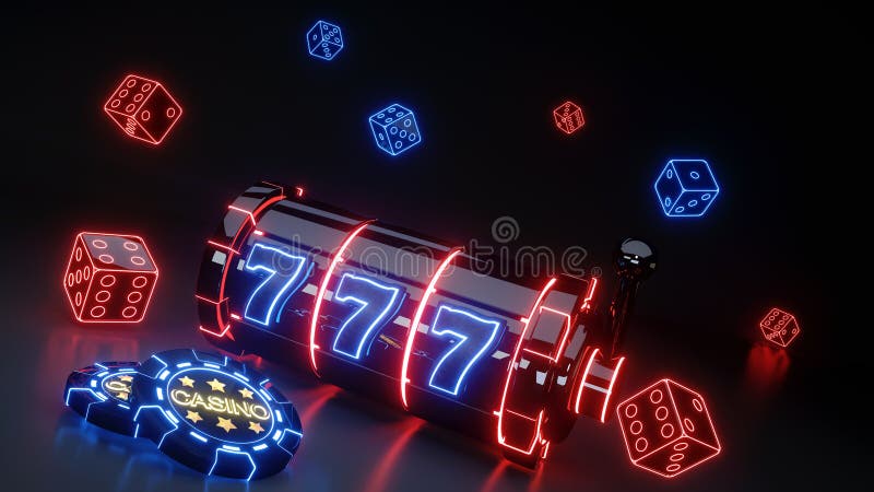 Casino Gambling Slot Machine Concept With Glowing Neon Isolated On The  Black Background - 3D Illustration Stock Illustration - Illustration of  hearts, black: 143233357