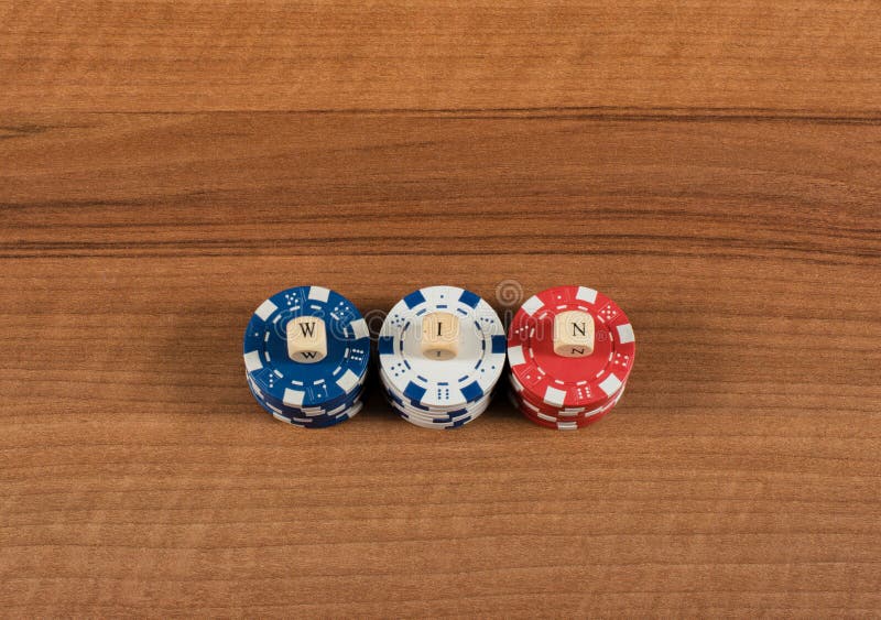 Casino Game Chips and Label on a Wooden Board Stock Image Image of
