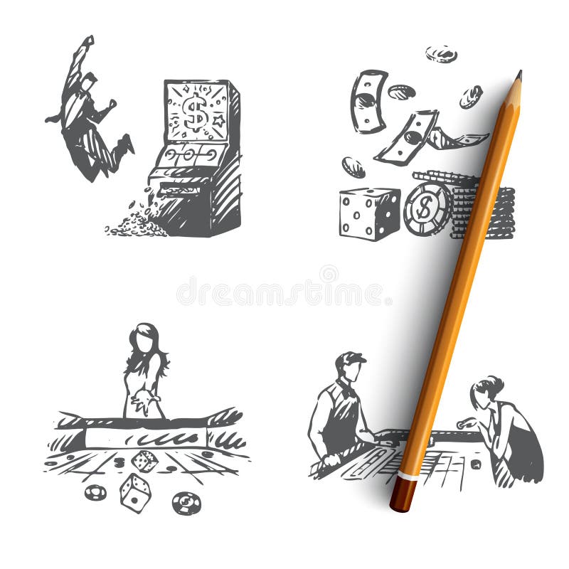 Casino - gente que juega y que gana en sistema del concepto del vector del casino y del dinero libre illustration Casino - gente que juega y que gana en sistema del concepto del vector del casino y del dinero libre illustration