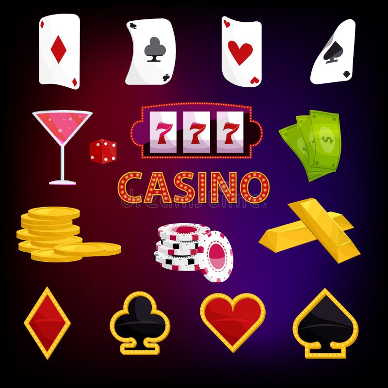 Casino icons set, cartoon style royalty free illustration Casino icons set, cartoon style royalty free illustration