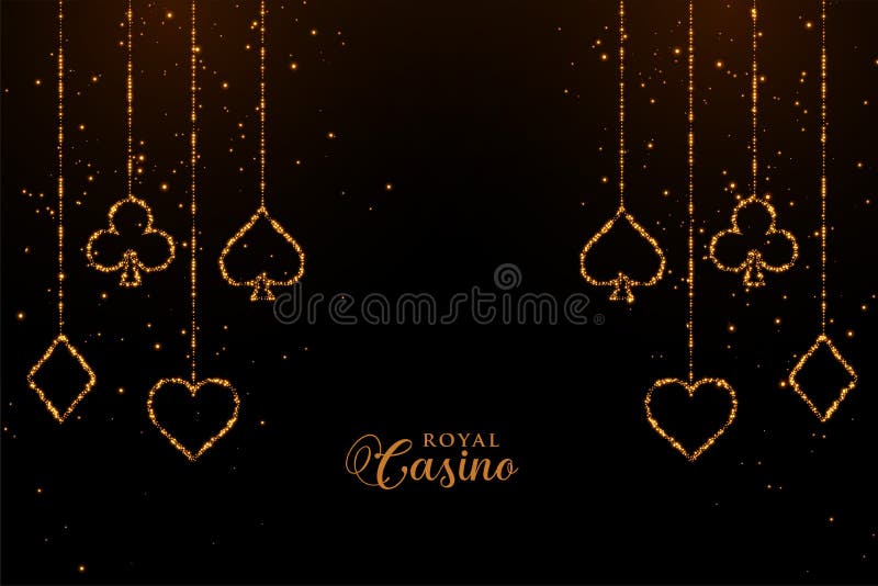 Casino playing cards golden sparkle background design